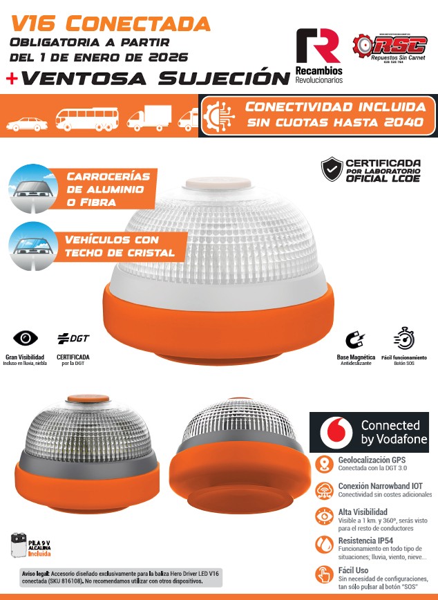 LUZ DE EMERGENCIA V16 CONECTADA DGT